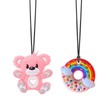 Chew Toys for Autistic Children, 2 Pack Food Grade Silicone Sensory Chew Necklaces Teether Teething Toys for Autistic Children Boys Girls with Teethi