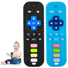 2-Pack Teething Toys for 3-18 Months, TV Remote Control Shaped Baby Teether, Food
