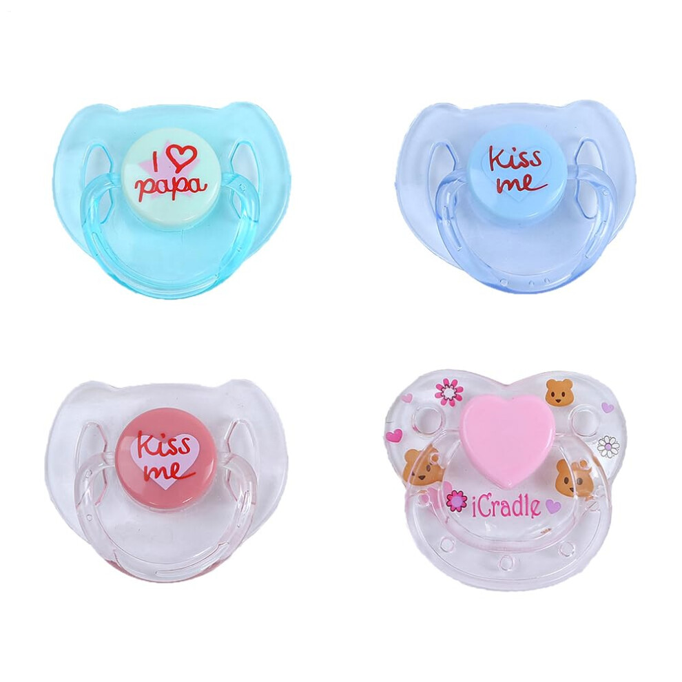 4 Pieces Reborn Doll Magnetic Pacifier, Simulation Magnetic Pacifier Toy for Re-Born Baby Dolls, Pretend Play Toy for Baby Doll Feeding Set, Reborn D