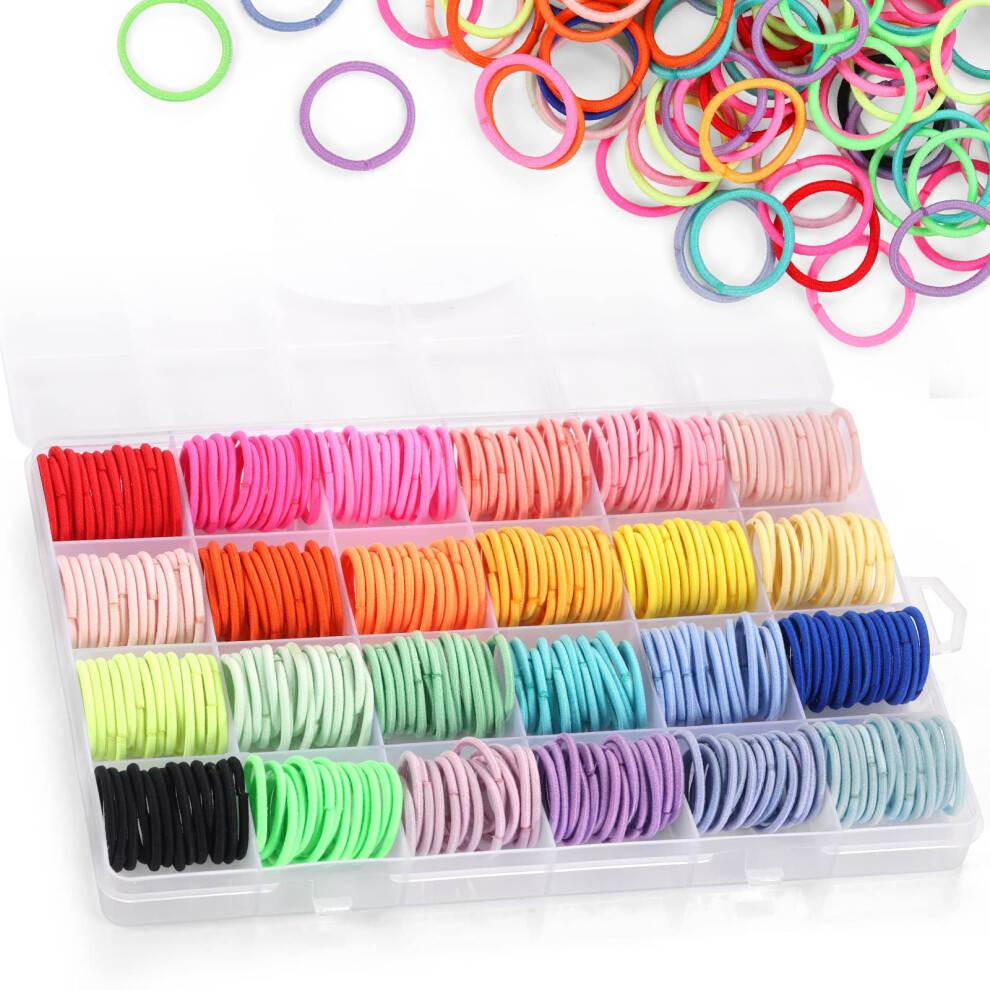 Baby Hair Bands, 336Pcs Small Elastic Hair Bands For Girls, Tiny Colorful Ponytail Holders Hair Tie For Baby Hair, Colorful Hair Ties No Dam Funtopia