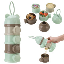 Heyu-Lotus Baby Milk Powder Dispenser, Portable 4 Layers Formula Milk Storage Container, 270ml per Layer Twist-Lock compartments, Milk Powder Dispens