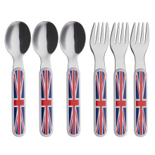 EXZACT Union Jack Kids Cutlery 6pcs Stainless Steel 18/10 Toddler Children's Cutlery