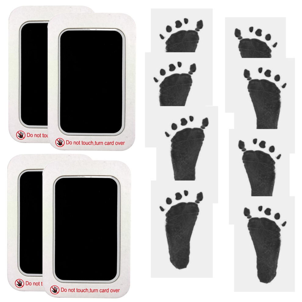 Baby Footprint & Handprint Kit – 4 Inkless Print Pads Plus 8 Imprint Black Zhiye