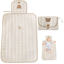 1PC Travel Changing Mats Baby, Portable Changing Mats Baby, White Baby Portable Bear