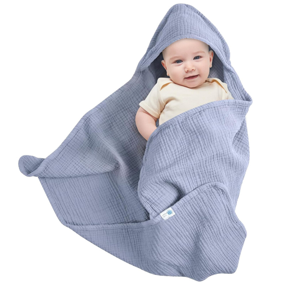 Ultra Soft Hooded Baby Towel - Absorbent 6-Layer Muslin Baby Bath Towel For Mayoii