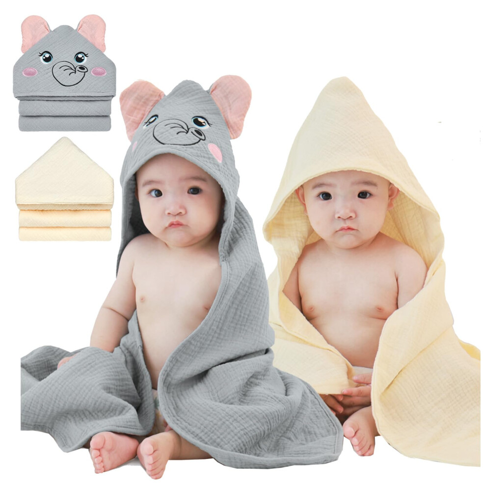 Unicorn Castle Baby Hooded Towel 2 Pack, Absorbent 100% Muslin Baby Bath Towel For