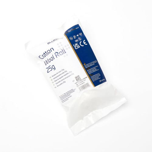 BLUE DOT 25g COTTON WOOL ROLL (30CWR025),White (Packaging may vary)