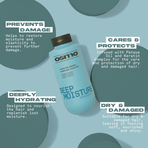 Osmo OSMO Deep Moisture Shampoo | Keratin Complex & Pataua Oil | Deep Hydration | Dry, 2