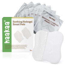 haakaa Soothies Hydrogel Nipple Pads with Lanolin, Gel Nursing Pads Provides Cooling Relief for Sore Nipples, Breastfeeding Essentials, 8 PCS