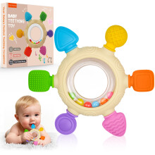 Azrra Teething Toys for Baby, Silicone Teething Rattles Ring, BPA Free, Easy to Hold, Baby Sensory Toys 0 3 6 12 Months, Babies Essentials for Newbor