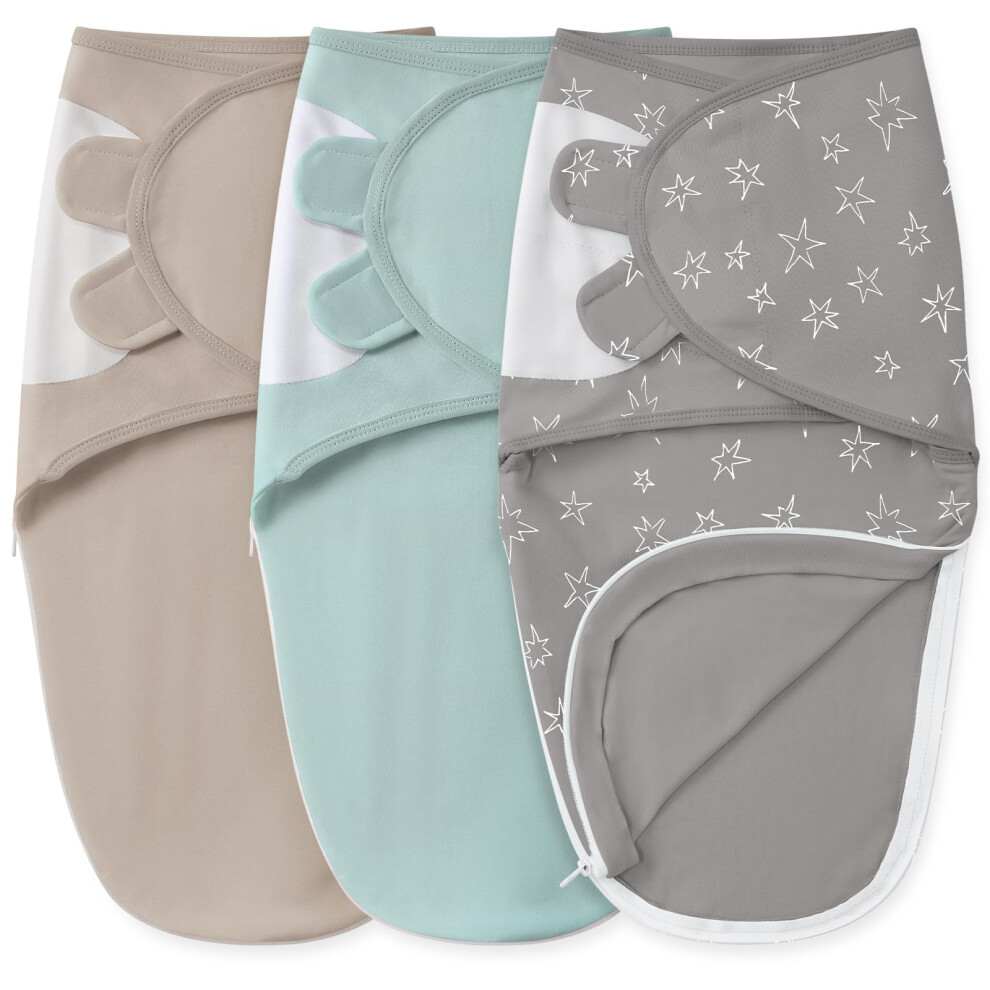 Baby Swaddles For Newborns With Zipper, 100% Cotton Newborn Swaddle Sack, 3 Unnivoll