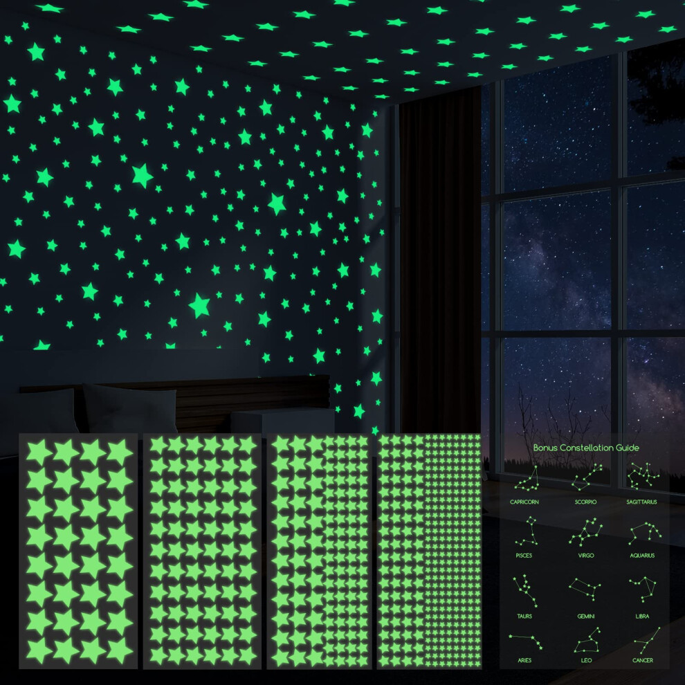 521Pcs Glow In The Stars, Realistic Luminous Star Wall Stickers, Dark Echocube
