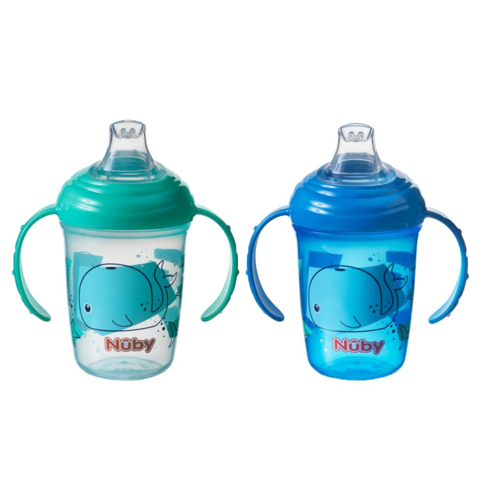 Nuby Grip N Sip Water Bottle - No Spill Sippy Cup | 240Ml / 8Oz | Twin Handle |