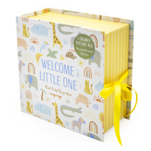 Lullaby Animals Baby Keepsake Box – 6 Drawer Memory Box for Newborn Mementos – Baby Gift with Ribbon Closure