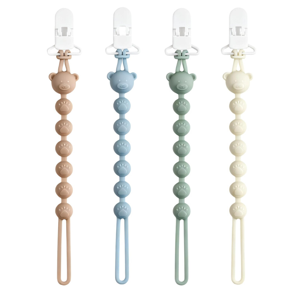 4Pcs Silicone Dummy Clip For Baby Boys And Girls, Soother One Piece Pacifier Clip, Mzbnfa