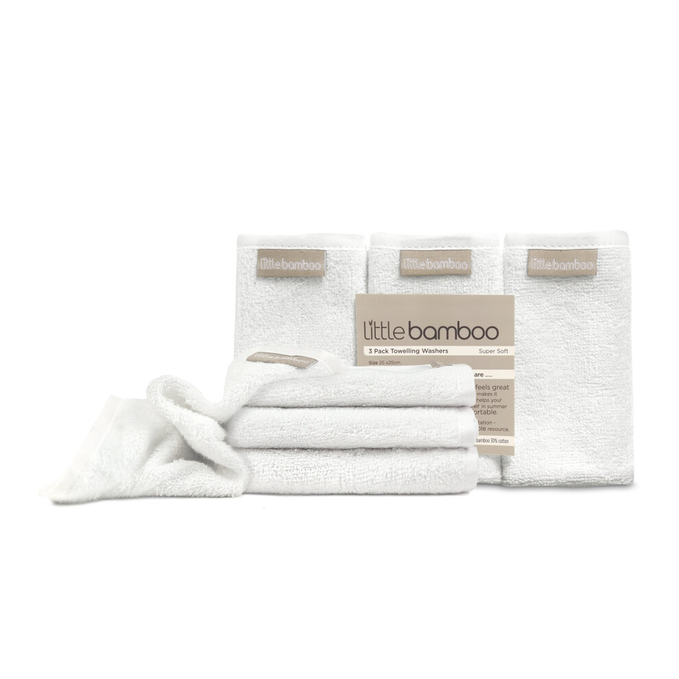 Towelling Washers 3 Pack Little Bamboo
