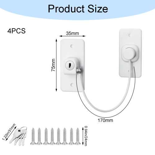 Hsrag 4Pcs White Window Restrictor Locks with Key - Self-Adhesive No Drilling Window 1