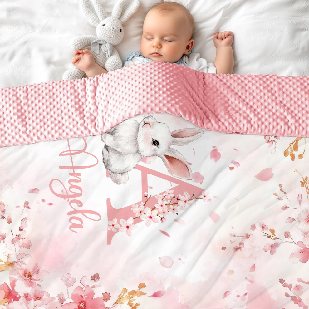 Mjartoria Personalised Nane Blanket, Customised Baby Blanket With Name Text For Girl