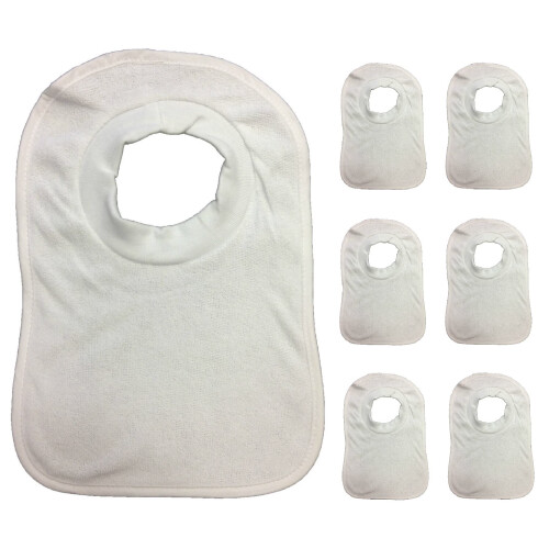 7 Pack Popover Baby Bib Bibs White Soft Towelling Unisex Multi Pack