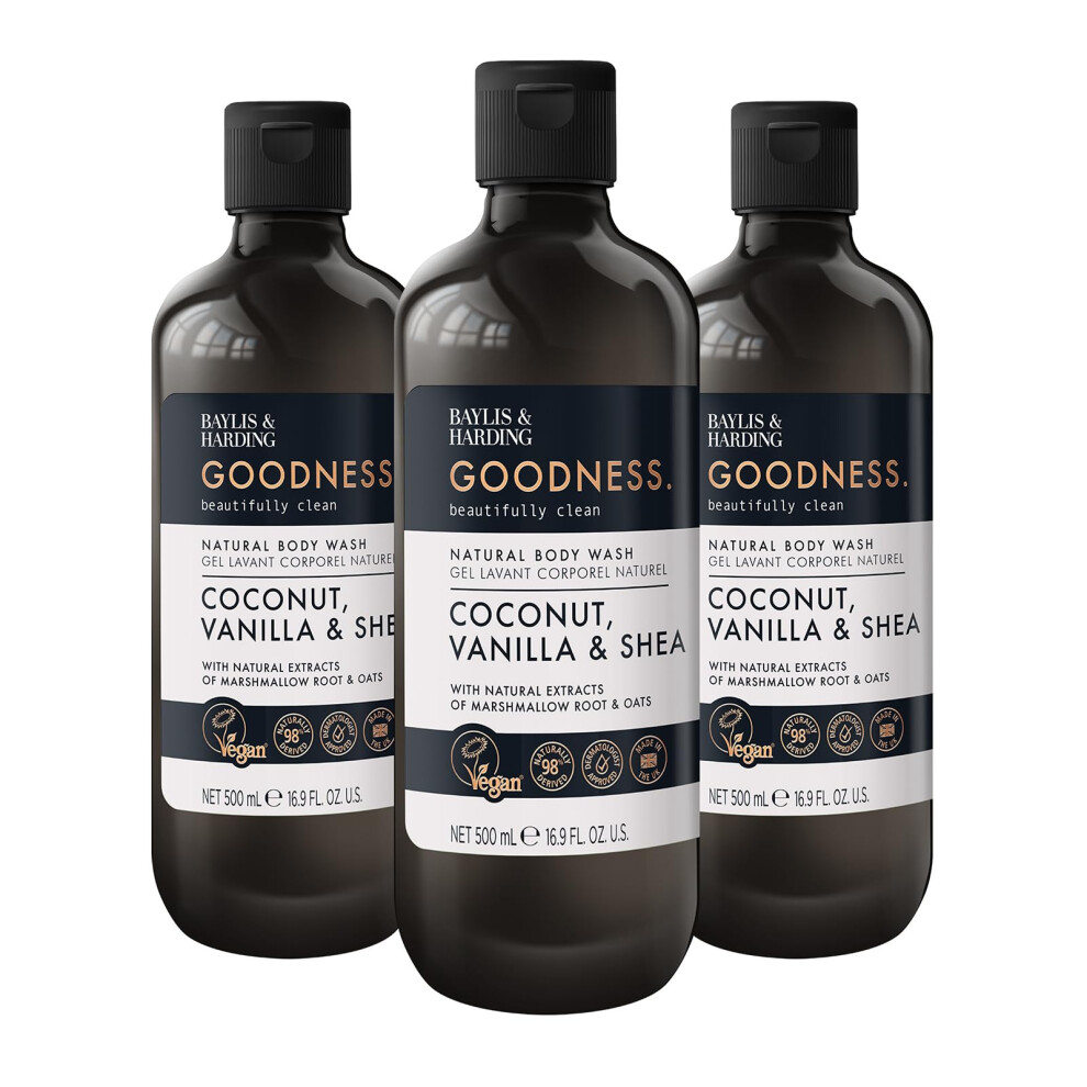 Photos - Shower Gel Baylis & Harding Goodness Coconut, Vanilla & Shea Body Wash 500 ml  - Vegan Friendly(Pack of 3)