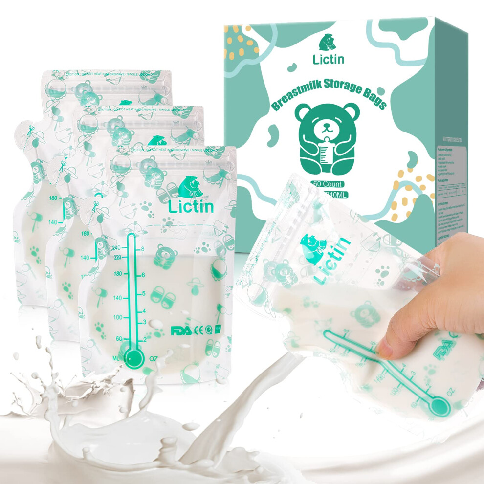 Breast Milk Storage Bags - 60 Counts Breastmilk Containers Bags Lictin
