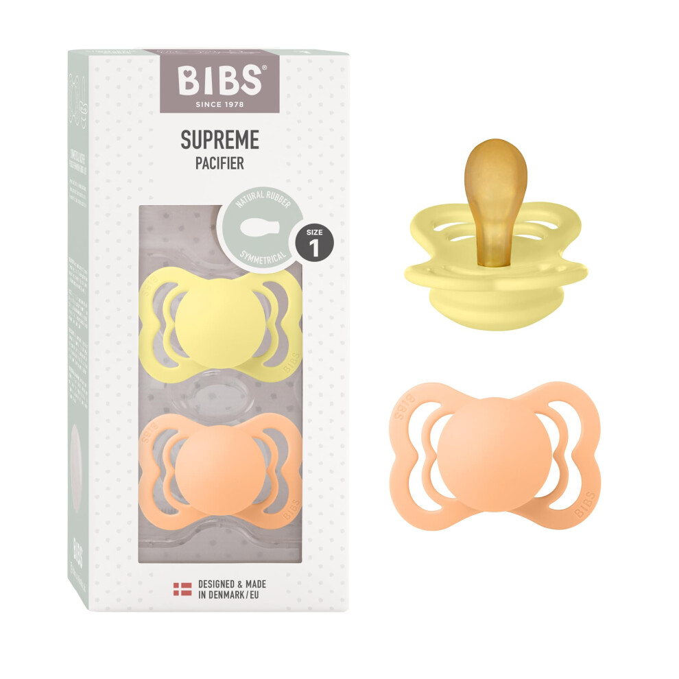 Supreme Soother 2-Pack, Bpa Free Dummy Pacifier, Symmetrical Nipple. Natural Bibs