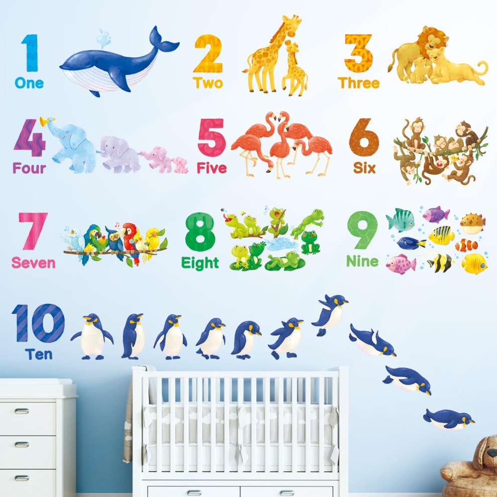 Decowall Numbers Wall Stickers For Kids Â Animal Counting 1-10 Educational Wall