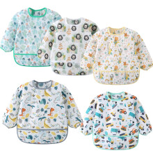 ElecMotive Long Sleeve Bibs 5 Pack Waterproof Sleeved Bib Baby Toddler Soft Bib for 6-30 Months