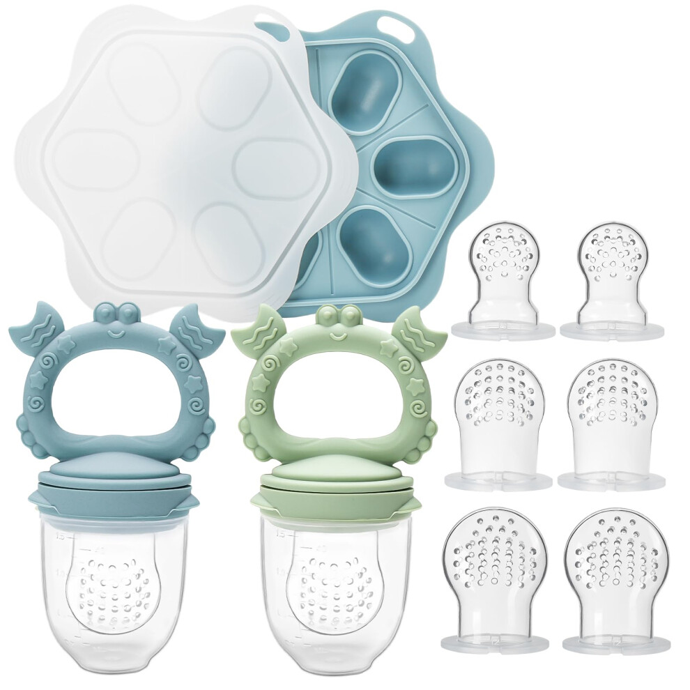 Baby Fruit Food Feeder & Mini Freezer Tray Combo, 3 Month+, Breastmilk Popsicle Cldy