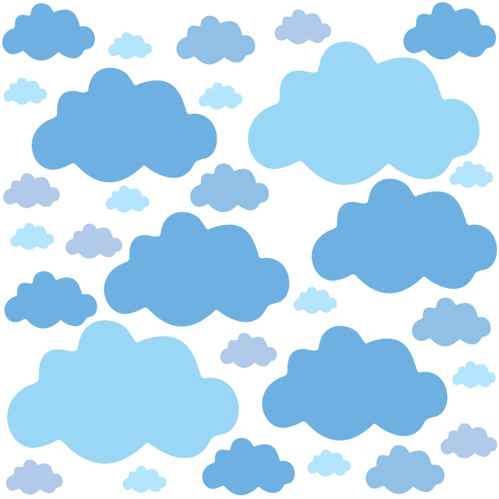 Set Of 30 Cloud Wall Stickers Kids - Nursery Decor Easy To Apply - Decals For Premyo