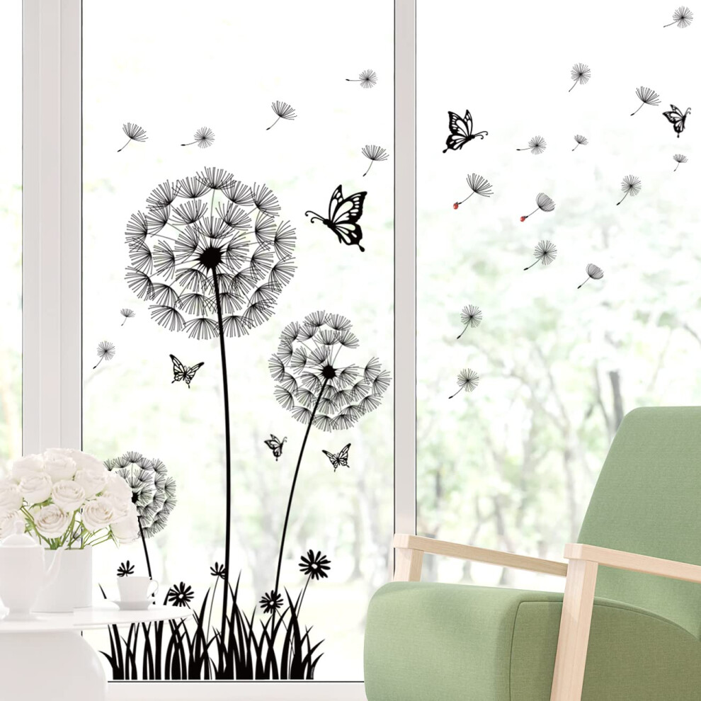 Bashom Bs-105 Dandelion Wall Stickers Flying Flowers Butterflies Decals Removable 41312070