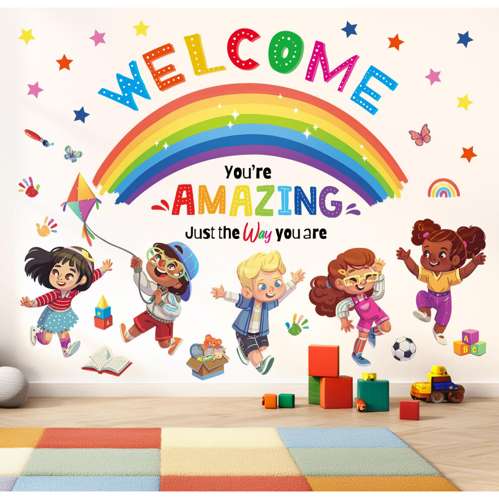 Sg2-2403 Kids Play Corner Rainbow Wall Stickers Inspirational Quotes Decals Decowall