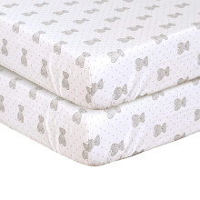 DTEX HOMES 2 x Cot Bed Fitted Sheets Anti-Allergy Anti-Bacterial 100% Egyptian Cotton 200 Thread Count Cot Bed Nursery Bedding, Sleeping Moon Teddy -