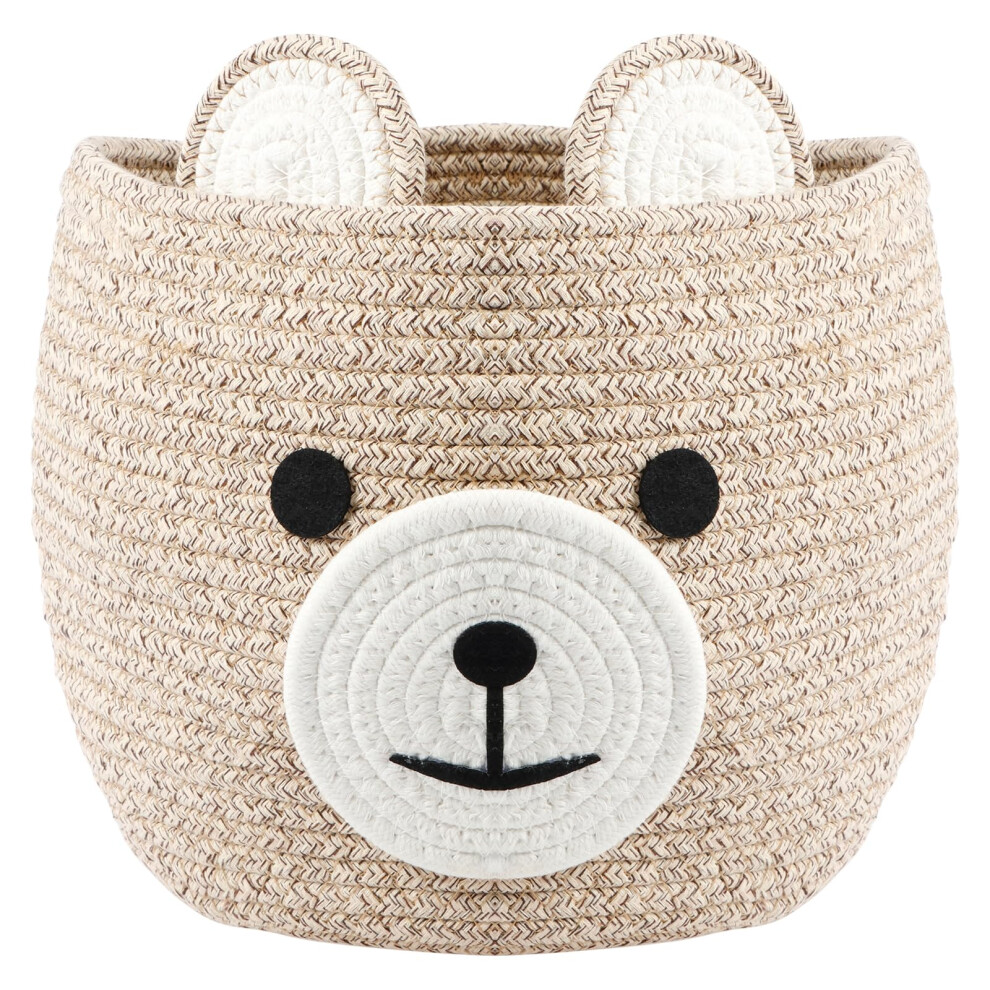 Guijzsltrg Bear Storage Basket Cotton Corded Rope Toy Organiz