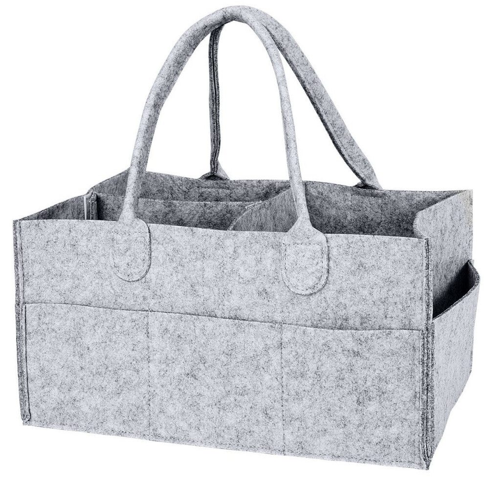 Nappy Caddy Foldable Baby Diaper Caddy Organiser, Portable Nursery Storage Basket Bin With Changeable Compartments( Grey) Light/Grey Yicoo
