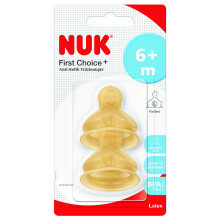 Nuk First Choice+ Silicone Teat 6-18 Months Fori Misura L Beige