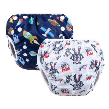Vicloon Reusable Swimming Nappy, 2 Packs Baby Swim Comfortable Adjustable Size Washable for Swimming Lessons/Holiday 0-3 Years Old (Universe/Robot)