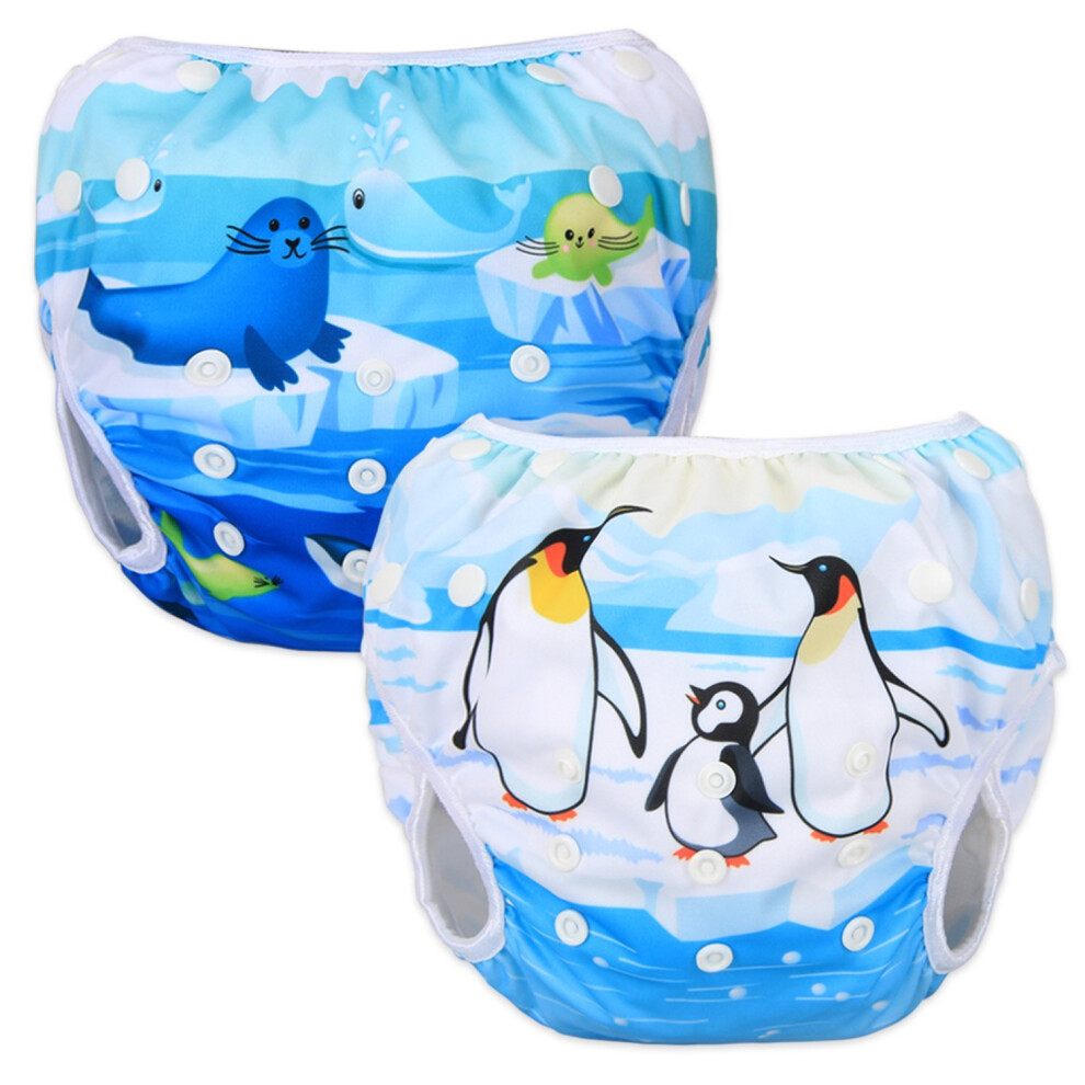Swimming Nappy Reusable (Pack Of 2), Adjustable Swim Nappies For Baby (0-3 Luxja