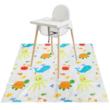 Lookka Highchair Splash Mat, 51 * 51 Inch Large Waterproof Non-Slip Baby Splat Mat for Weaning, Pet Spill, Art Craft Painting and Table Cloth (Fishes)