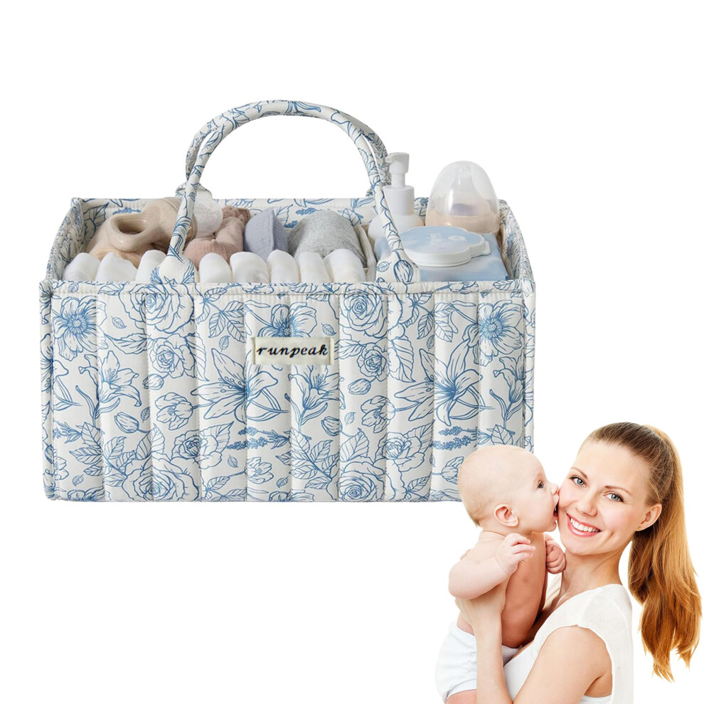 Nappy Caddy - Diaper Caddy Organiser, Stylish Baby Changing Basket With Runpeak
