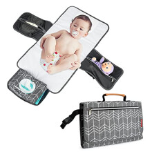BABEYER Portable Nappy Changing Mat, Travel Change Mat with Storage Pockets for