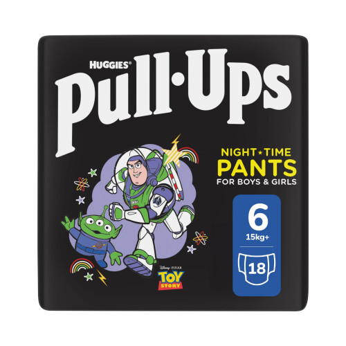 Huggies Huggies Pull-Ups Unisex Night Time Nappy Pants, Size 6, 18 Pants