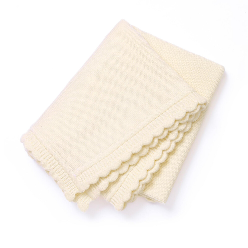 Luxury Baby Blanket Ultra Soft Knitted Warm Newborn Swaddle Blanket Cuddly Cosy For Pram Cot Boy Girl 100X80cm White Loyfoky