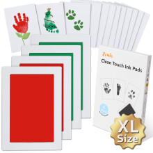 Zemiu Baby Handprint and Footprint XL Size Kit,2 Pcs Baby Handprint Ink Pads with Clean-Touch & 6 Imprint Cards Safe for Baby, Family Keepsake, Pet P