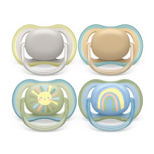 Philips Avent Ultra Air Soother - 4 x Light, Breathable Baby Soothers for Babies Aged 0-6 Months, BPA Free with Steriliser Carry Case (Model SCF085/6