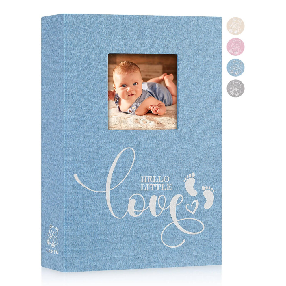 Baby Photo Album 6X4 300 Pockets, Linen Hardcover Newborn Memory Book With Memo Writing Area, Bebe Photobook, Slip-In Picture Book, Ultrasound Lanpn