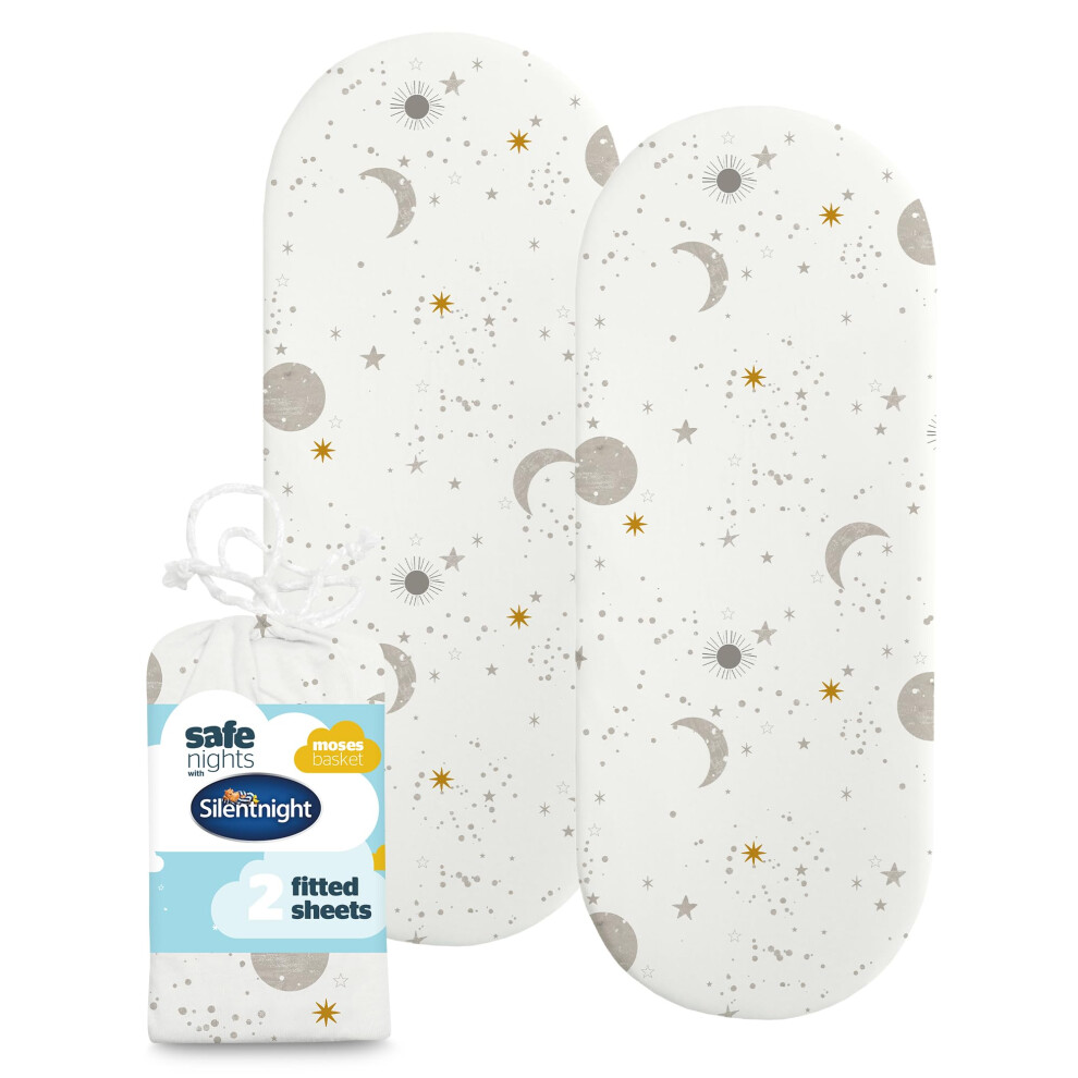 Safe Nights Fitted Sheet - Moses Basket Mattress - Breathable 100% Silentnight