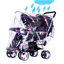 Front and Rear Rain Cover, Double Tandem, Baby Stroller, Transparent PVC, Waterproof, Universal Weather Screen for Pushchairs with Canopy