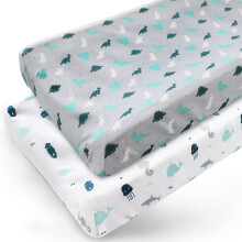 Changing Pad Covers for Boys & Girls 2 Pack, Comfy & Breathable Changing Table Cover 40x81cm, Changing Table Pads, Diaper Changing Pad Cover, Dinosau