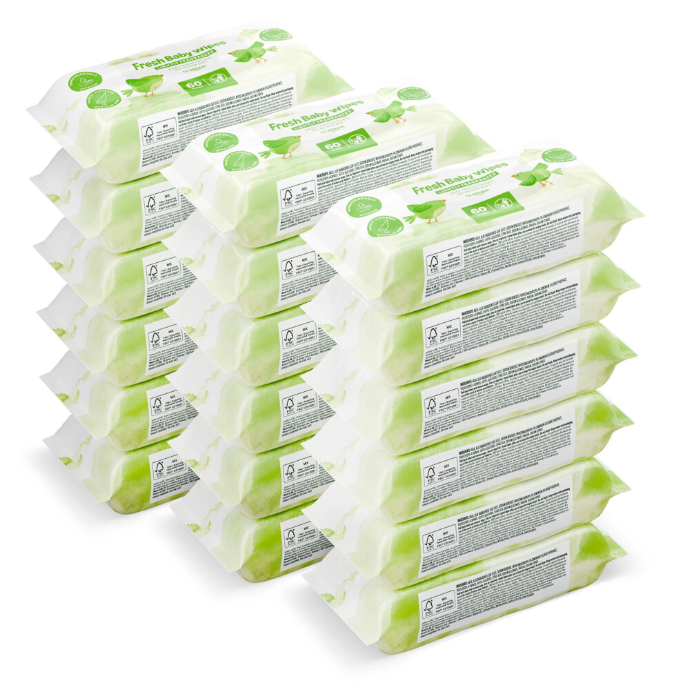 By Amazon Fresh Baby Wipes, 1080 Wipes, 18 Pack Of 60